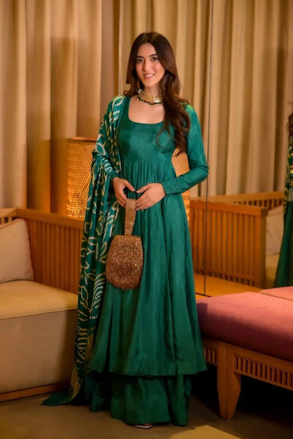 Liza Silk Anarkali With Digital Printed Dupatta