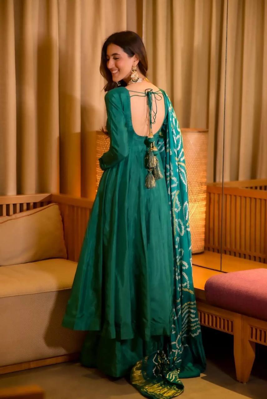 Liza Silk Anarkali With Digital Printed Dupatta