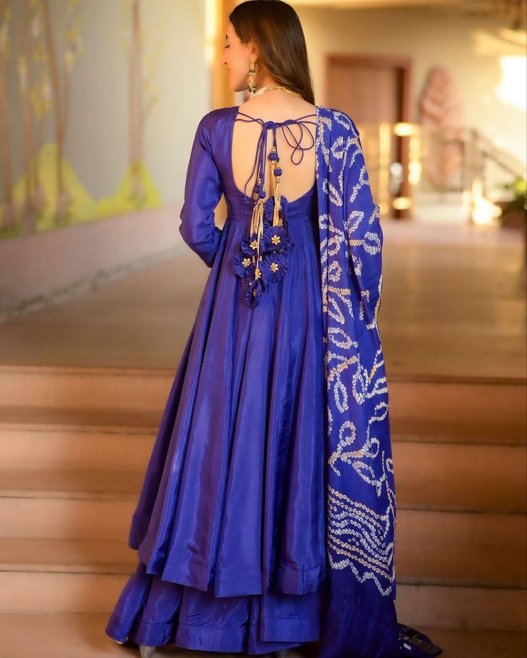 Liza Silk Anarkali With Digital Printed Dupatta