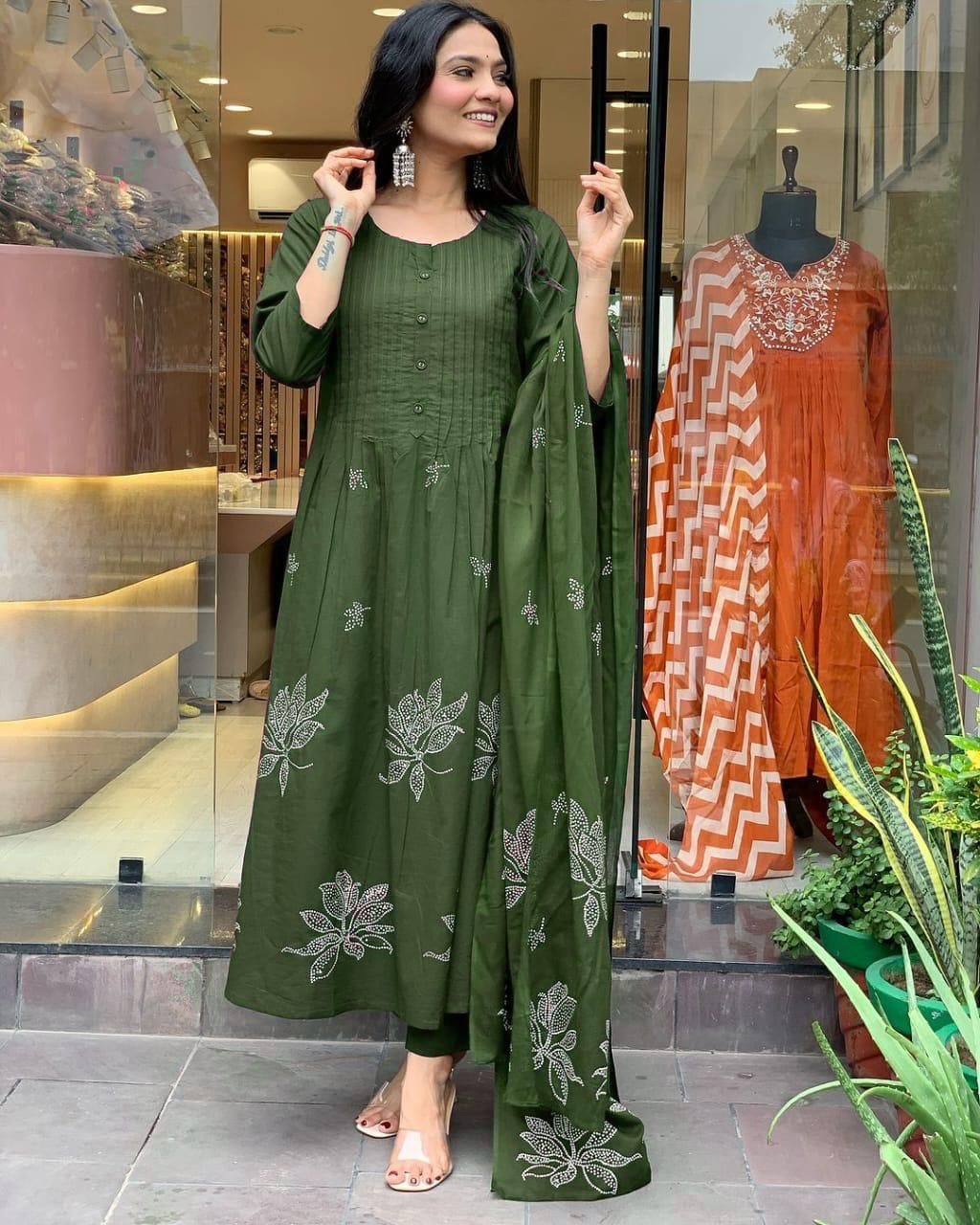 New Print Cotton Kurti Set with Dupatta