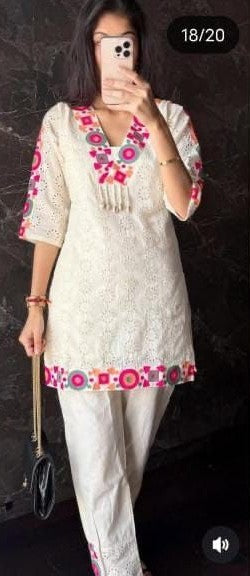 legant Cotton Shiffley Embroidered Top & Pant Set