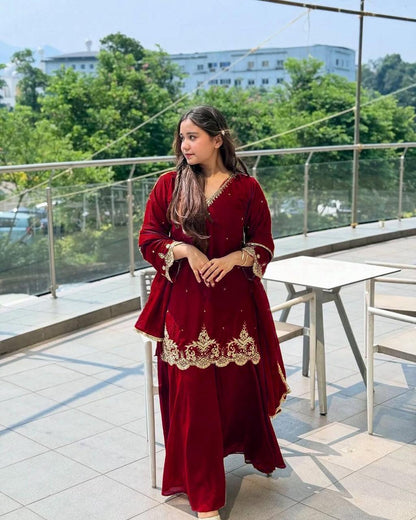 New Designer Party Wear Top & Palazzo Set with Fancy Dupatta