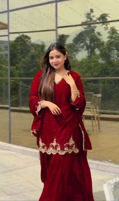 New Designer Party Wear Top & Palazzo Set with Fancy Dupatta
