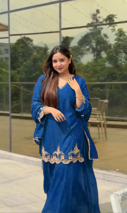 New Designer Party Wear Top & Palazzo Set with Fancy Dupatta