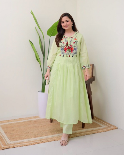 New Cotton Top with Pocket Plazo Pant Set