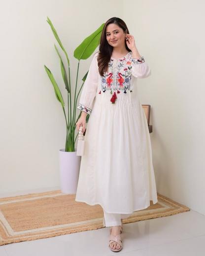 New Cotton Top with Pocket Plazo Pant Set