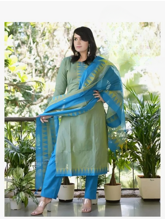 NEW COTTON KURTA PANT WITH DUPATTA SET