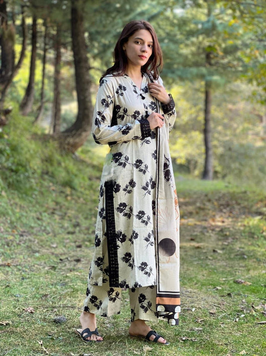 Pure Cotton Kurti Set with Pant & Mulmul Dupatta