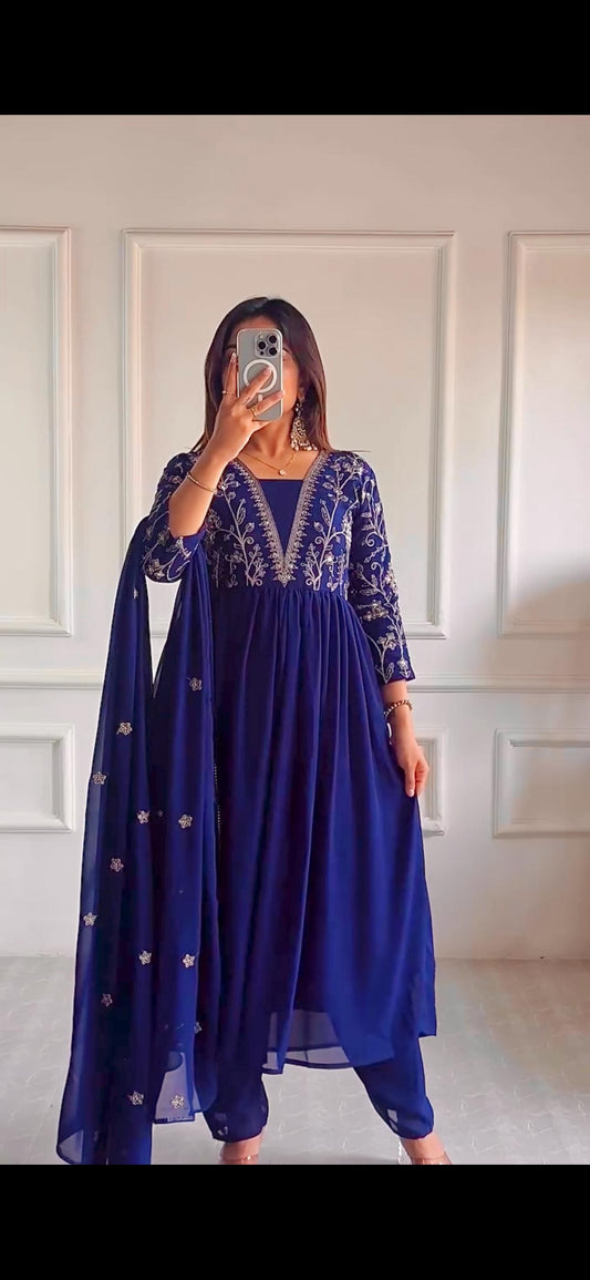 Beautiful Embroidered Gown with Dupatta Set