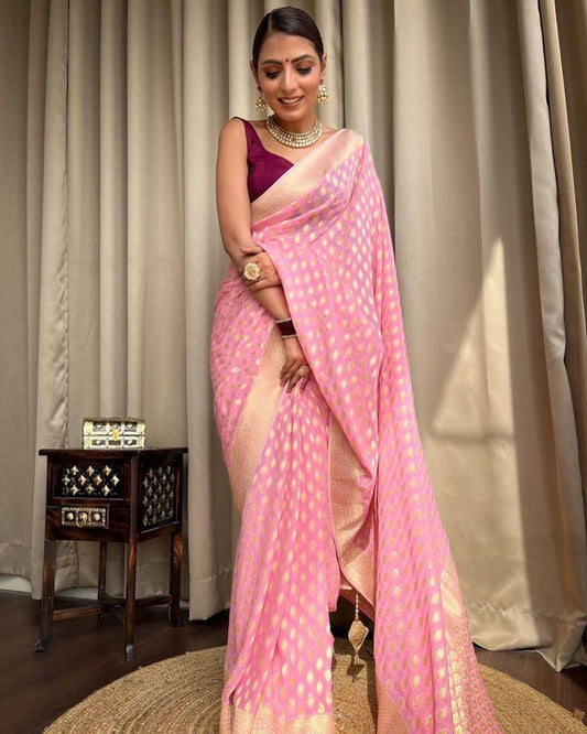 Elegant Soft Lichi Silk Saree with Jacquard Work