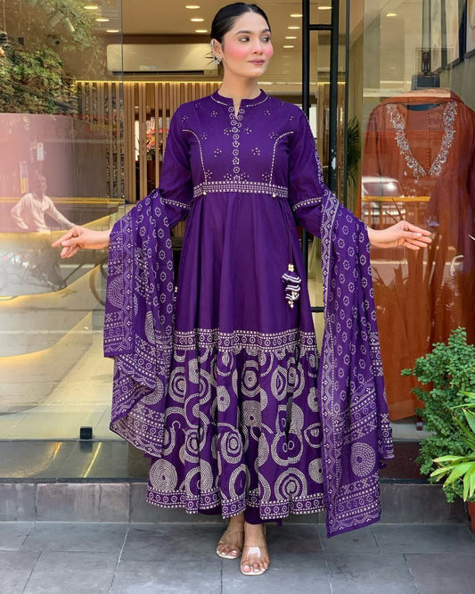 Padmavati Style Muslin Silk Anarkali  Set
