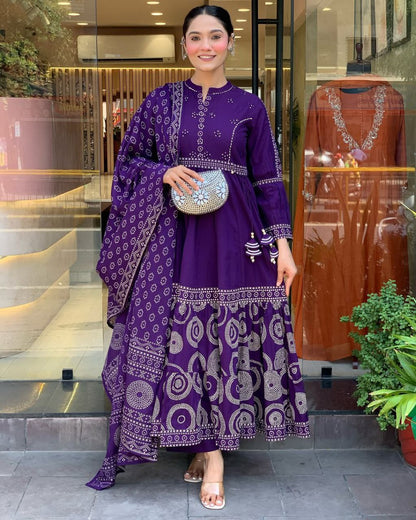 Padmavati Style Muslin Silk Anarkali  Set