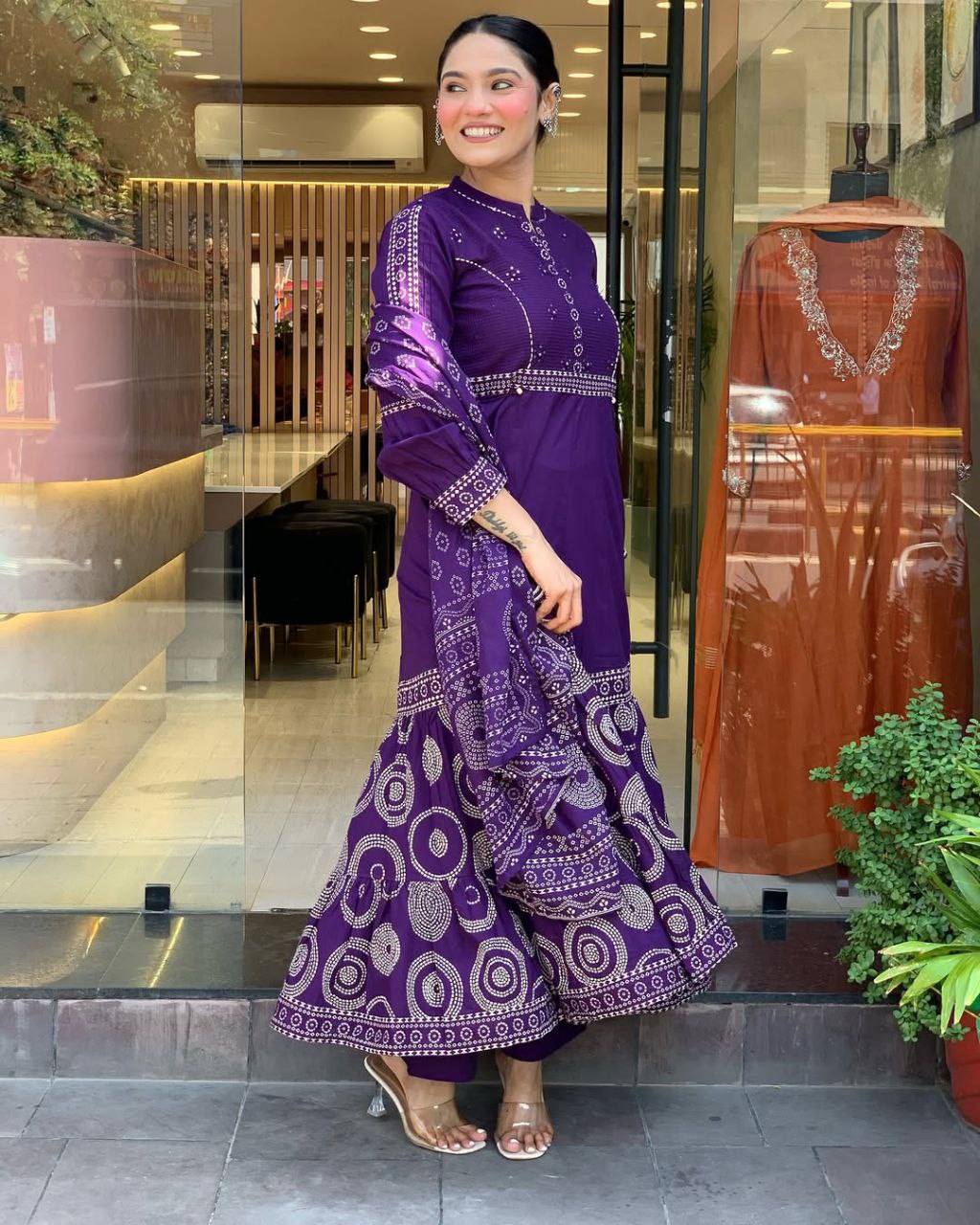 Padmavati Style Muslin Silk Anarkali  Set