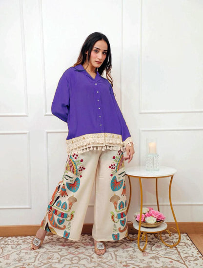 Pure Cotton A-Cut Top and Plazo Set