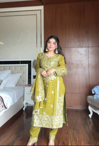 Exclusive Light Green Pant Pair Set By Kurtis By Shivay