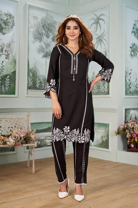 New Embroidered Reyon Co-Ord Set