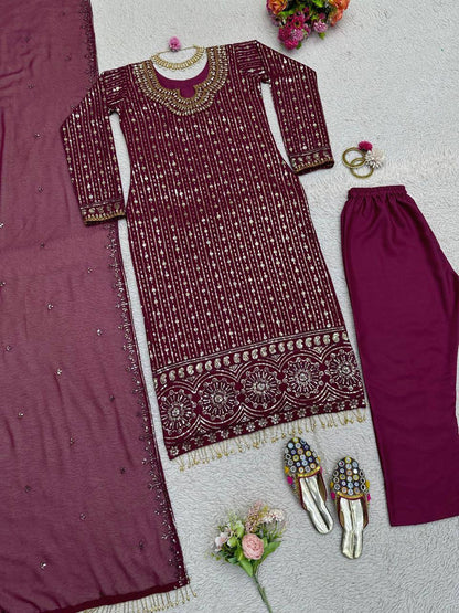 GORGEOUS SEQUENCE WORK PARTY WEAR GEORGETTE KURTA SET