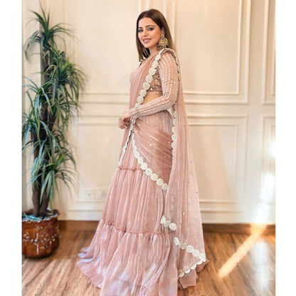 ONION PINK READY TO WEAR LEHENGHA SAREE