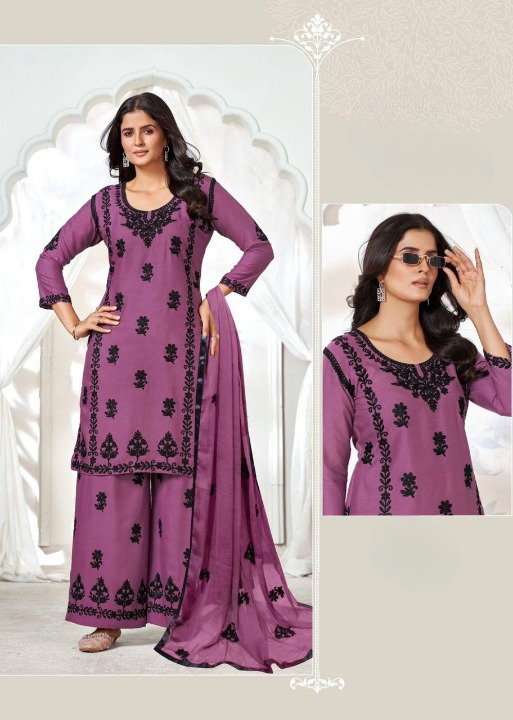 Trending Heavy Embroidery Work Kurti with Plazzo & Dupatta