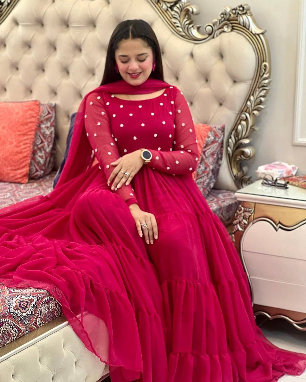 Designer Georgette Floor-Length Gown with Dupatta