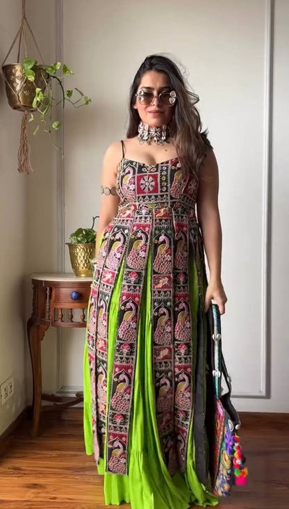 Classic Beauty Bangalore Sequence Work Kurta Plain Lehenga