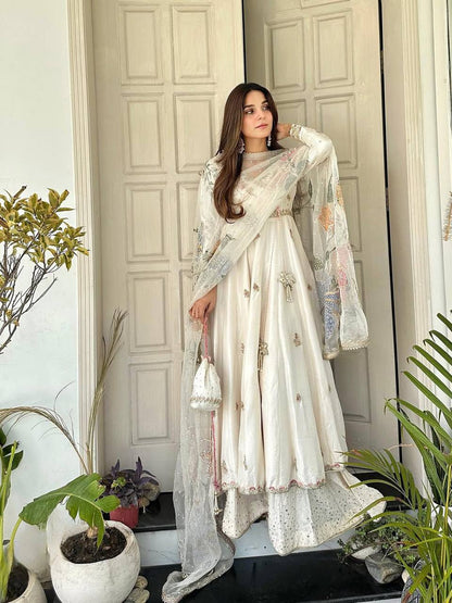 Exclusive Designer Sequence Embroidered 3-Piece Gown Set