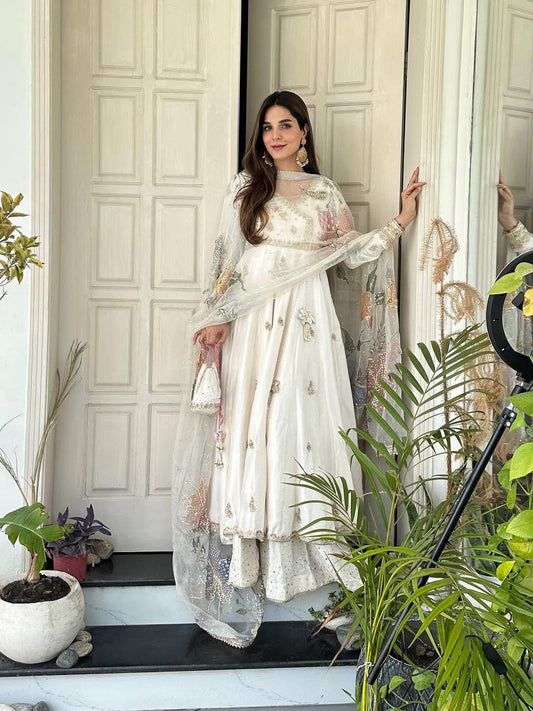 Exclusive Designer Sequence Embroidered 3-Piece Gown Set